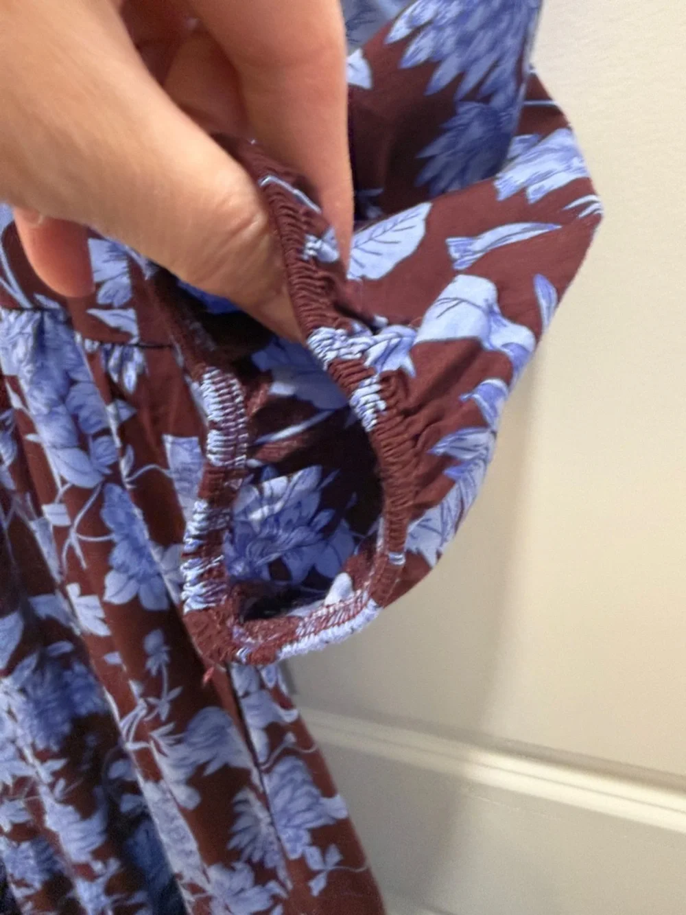 Floral Print Tiered Midi Dress in Blue on Brown - Picture 5 of 7